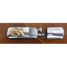 Antique  Lighter With Brass Horses Emblem
